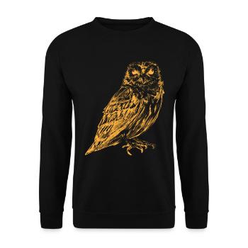 gelbe Eule - Unisex Pullover - Schwarz - Vorne - Alina (178cm) & Michal (187cm)