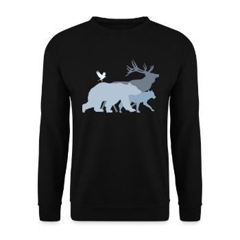 Waldtiere Grau - Unisex Pullover - Schwarz - Vorne - Alina (178cm) & Michal (187cm)