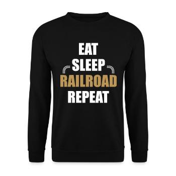 Essen Schlafen Eisenbahn - Unisex Pullover - Schwarz - Vorne - Alina (178cm) & Michal (187cm)