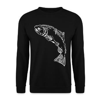 Lachs - Unisex Pullover - Schwarz - Vorne - Alina (178cm) & Michal (187cm)