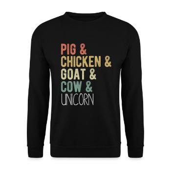 Lustige Vieh - Retro Tierliebhaber-Geschenk - Unisex Pullover - Schwarz - Vorne - Alina (178cm) & Michal (187cm)