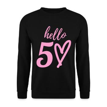 hello 50. 50th birthday - Unisex Sweatshirt - black - Front - Alina (178cm) & Michal (187cm)