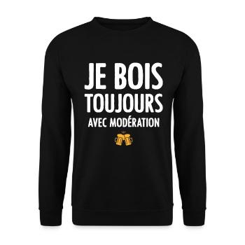 je bois toujours avec modération - Sweat-shirt Unisexe - noir - Devant - Alina (178cm) & Michal (187cm)