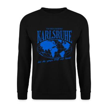 Karlsruhe Heimat Fußball Geschenk - Unisex Pullover - Schwarz - Vorne - Alina (178cm) & Michal (187cm)
