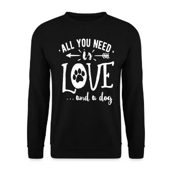 All you need is Love and a Dog - Unisex Pullover - Schwarz - Vorne - Alina (178cm) & Michal (187cm)