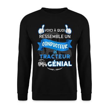 Tracteur conducteur, cadeau métier agriculteur - Sweat-shirt Unisexe - noir - Devant - Alina (178cm) & Michal (187cm)