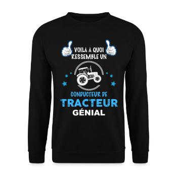 Conducteur de tracteur, métier agriculteur - Sweat-shirt Unisexe - noir - Devant - Alina (178cm) & Michal (187cm)