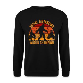 BigFoot Social Distancing Champion Retro Vintage - Unisex Pullover - Schwarz - Vorne - Alina (178cm) & Michal (187cm)
