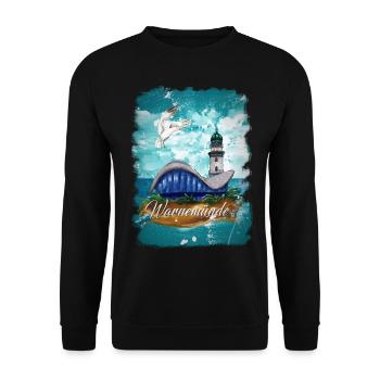 Warnemünde teapot and lighthouse with seagull - Unisex Sweatshirt - black - Front - Alina (178cm) & Michal (187cm)