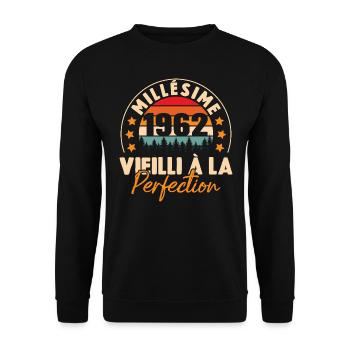 Cadeau Millésime 1962 Vieilli À La Perefection - Sweat-shirt Unisexe - noir - Devant - Alina (178cm) & Michal (187cm)