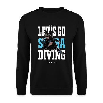 Let's go scuba diving Geschenk Tauchen - Unisex Pullover - Schwarz - Vorne - Alina (178cm) & Michal (187cm)
