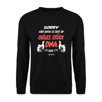 so sieht ein geiles Stück DNA aus Geschenk - Unisex Pullover - Schwarz - Vorne - Alina (178cm) & Michal (187cm)