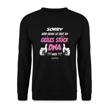 so sieht ein geiles Stück DNA aus Geschenk - Unisex Pullover - Schwarz - Vorne - Alina (178cm) & Michal (187cm)