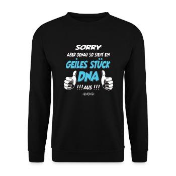 so sieht ein geiles Stück DNA aus Geschenk - Unisex Pullover - Schwarz - Vorne - Alina (178cm) & Michal (187cm)