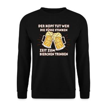 Zeit für Bier Trinkspruch Humorvoll Maßkrüge - Unisex Pullover - Schwarz - Vorne - Alina (178cm) & Michal (187cm)