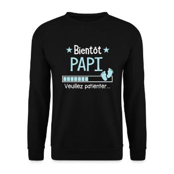 Bientôt Papi cadeau Futur Papy - Sweat-shirt Unisexe - noir - Devant - Alina (178cm) & Michal (187cm)
