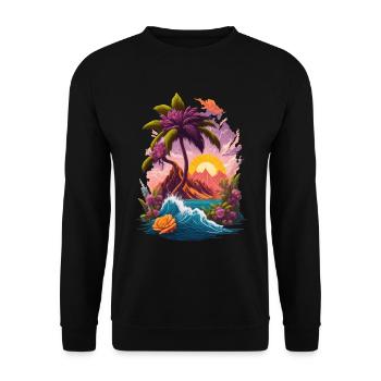 Palmiers de l’île Sunrise Paradise - Sweat-shirt Unisexe - noir - Devant - Alina (178cm) & Michal (187cm)