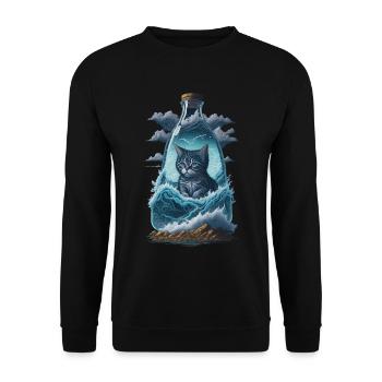 Cat - Unisex Sweatshirt - black - Front - Alina (178cm) & Michal (187cm)