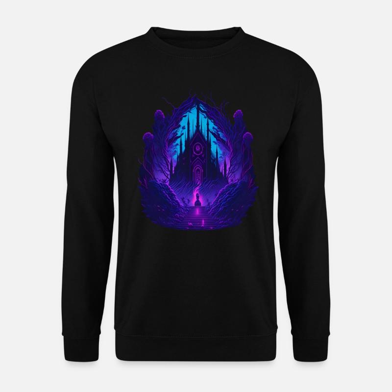 Neon Gothic Kirche Gotische Architektur - Unisex Pullover - Schwarz