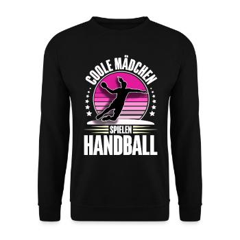 Handball Handballerin - Unisex Pullover - Schwarz - Vorne - Alina (178cm) & Michal (187cm)