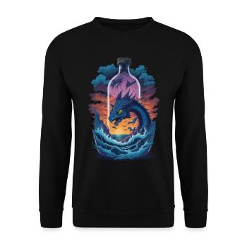 Drache - Unisex Pullover - Schwarz - Vorne - Alina (178cm) & Michal (187cm)
