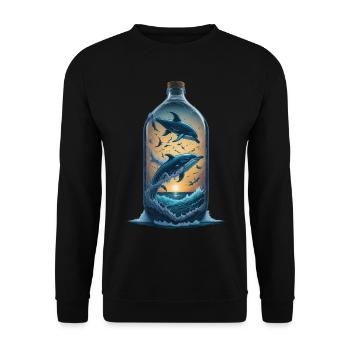 Delfin - Unisex Pullover - Schwarz - Vorne - Alina (178cm) & Michal (187cm)