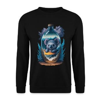Koala In Flasche - Unisex Pullover - Schwarz - Vorne - Alina (178cm) & Michal (187cm)