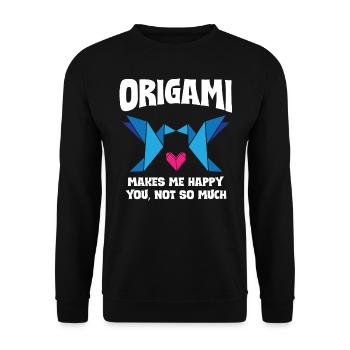 Origami Makes Me Happy - Unisex Pullover - Schwarz - Vorne - Alina (178cm) & Michal (187cm)