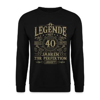 40 Geburtstag Geschenk - Legende seit 40 Jahren - Unisex Pullover - Schwarz - Vorne - Alina (178cm) & Michal (187cm)