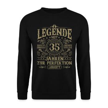35 Geburtstag Geschenk Legende seit 35 Jahren - Unisex Pullover - Schwarz - Vorne - Alina (178cm) & Michal (187cm)