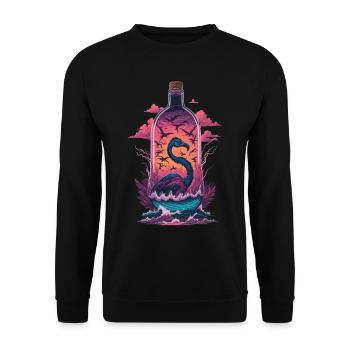 Flamingo Flasche - Unisex Pullover - Schwarz - Vorne - Alina (178cm) & Michal (187cm)