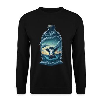 Kuh Flasche - Unisex Pullover - Schwarz - Vorne - Alina (178cm) & Michal (187cm)
