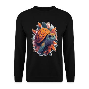 Motif Floral Tortue - Sweat-shirt Unisexe - noir - Devant - Alina (178cm) & Michal (187cm)