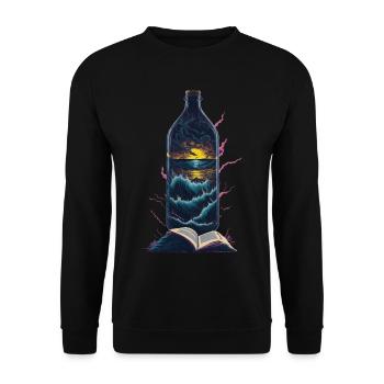 Books Reading Bottle Beach Motif - Unisex Sweatshirt - black - Front - Alina (178cm) & Michal (187cm)