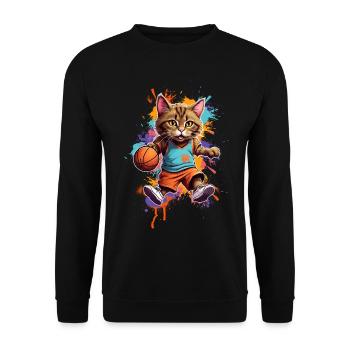 Joueur de basket-ball chat - Sweat-shirt Unisexe - noir - Devant - Alina (178cm) & Michal (187cm)
