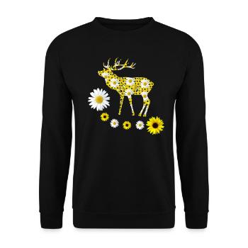 wild deer with sunflowers and daisies - Unisex Sweatshirt - black - Front - Alina (178cm) & Michal (187cm)