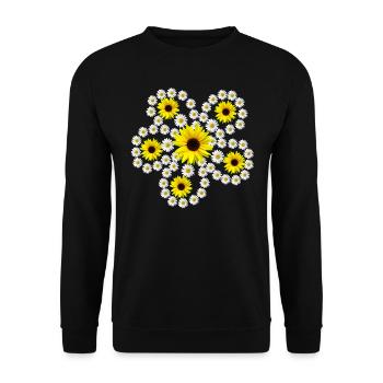 daisies, sunflowers, blossom, daisies, floral - Unisex Sweatshirt - black - Front - Alina (178cm) & Michal (187cm)