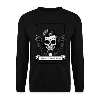 Angel - Skull - Unisex Pullover - Schwarz - Vorne - Alina (178cm) & Michal (187cm)