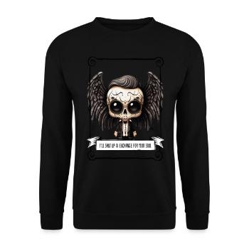 Angel - Skull - Unisex Pullover - Schwarz - Vorne - Alina (178cm) & Michal (187cm)