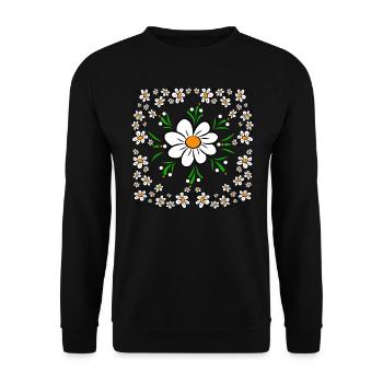 Daisy Flower Meadow Floral Pattern Flower - Unisex Sweatshirt - black - Front - Alina (178cm) & Michal (187cm)
