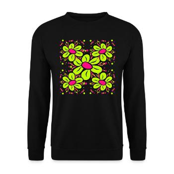 Fleur colorée motif floral marguerites fleur vrille - Sweat-shirt Unisexe - noir - Devant - Alina (178cm) & Michal (187cm)