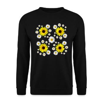 Daisies sunflowers floral daisy flower - Unisex Sweatshirt - black - Front - Alina (178cm) & Michal (187cm)
