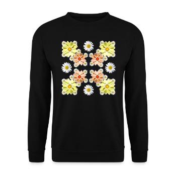 Cosmee Flowers with Daisies Floral Floral Pattern - Unisex Sweatshirt - black - Front - Alina (178cm) & Michal (187cm)