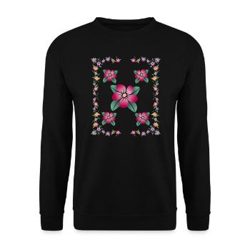 Prairie fleurie, vrille de fleur, motif floral coloré, fleur - Sweat-shirt Unisexe - noir - Devant - Alina (178cm) & Michal (187cm)