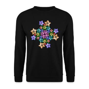 bunte Hibiskus Blüten Blumenstrauß Blumenmuster - Unisex Pullover - Schwarz - Vorne - Alina (178cm) & Michal (187cm)