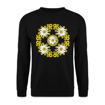 Margeriten Blüte Sonnenblume Gänseblümchen floral - Unisex Pullover - Schwarz - Vorne - Alina (178cm) & Michal (187cm)