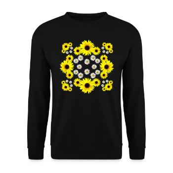 daisies, blossom, sunflower, daisies, floral - Unisex Sweatshirt - black - Front - Alina (178cm) & Michal (187cm)