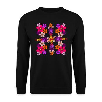 motif floral, fleur, fleuri, floral, fleur épanouie - Sweat-shirt Unisexe - noir - Devant - Alina (178cm) & Michal (187cm)