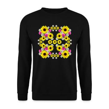 Sonnenblumen Rosen Margeriten Blumen floral blumig - Unisex Pullover - Schwarz - Vorne - Alina (178cm) & Michal (187cm)