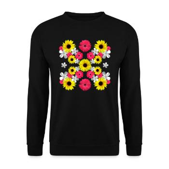 Sonnenblumen blühende Gerbera Blüten Blume floral - Unisex Pullover - Schwarz - Vorne - Alina (178cm) & Michal (187cm)